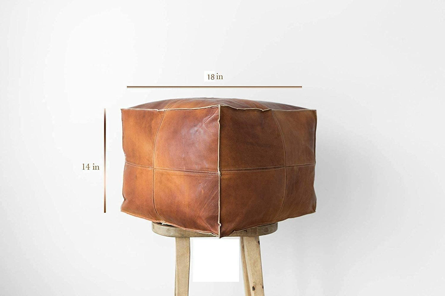 Moroccan Leather Pouf for Bohemian Living Room